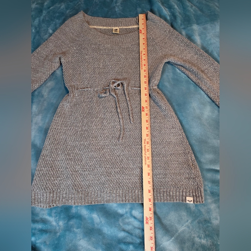 Roxy Heather Gray Knit Mini Dress W/tie waist - Picture 7 of 14